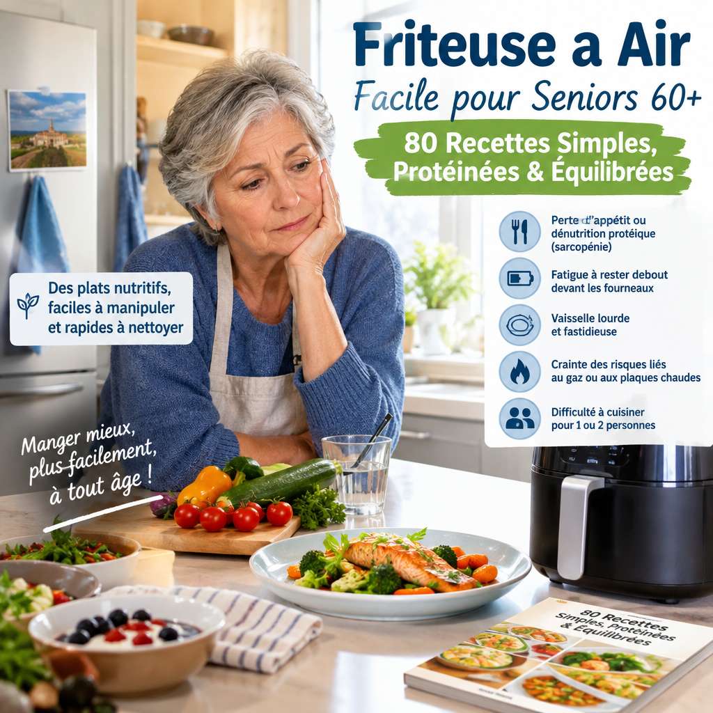 livre cuisine senior friteuse sans huile - Friteuse a Air Facile pour Seniors 60+ 80 Recettes Simples, Protéinées & Équilibrées