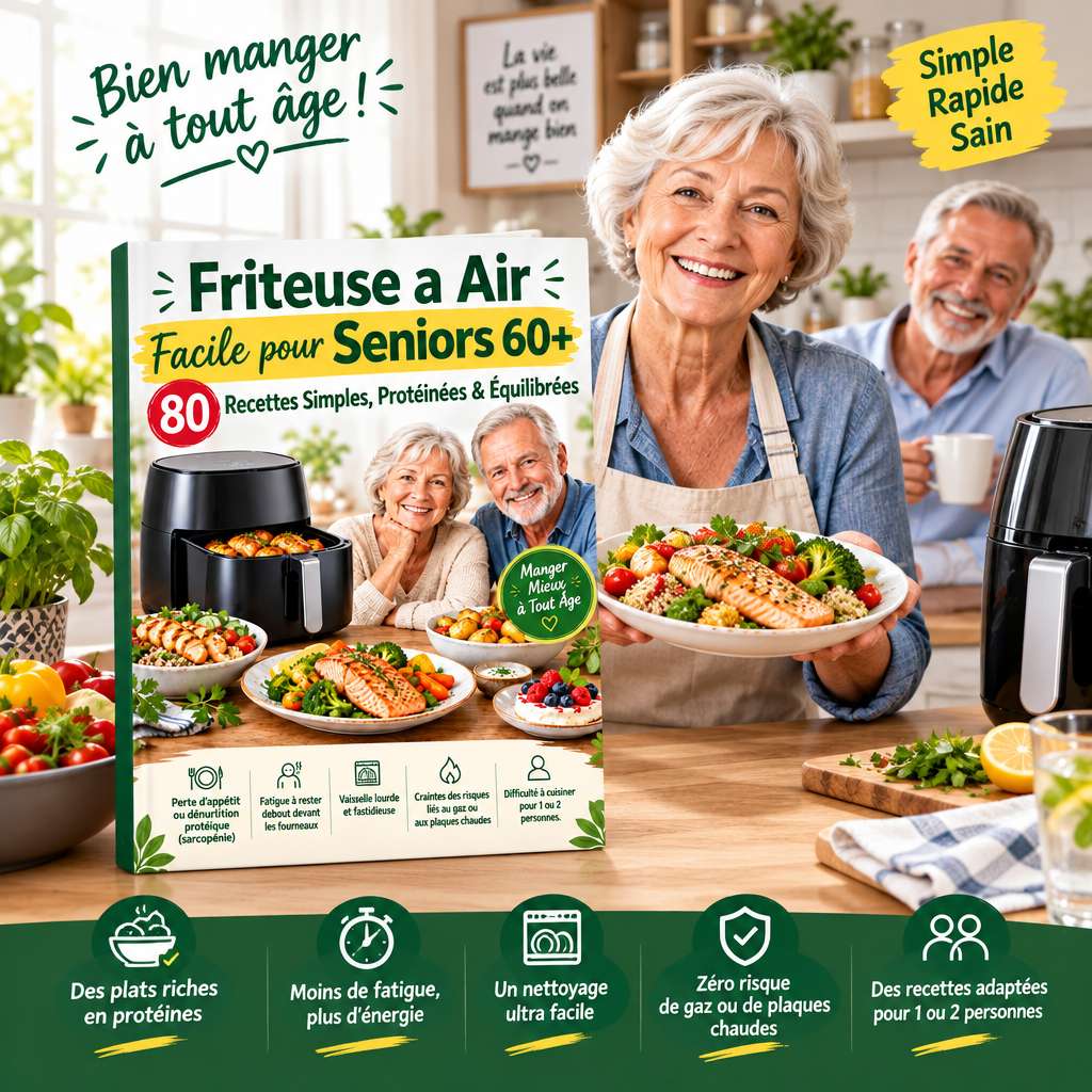 livre cuisine senior friteuse sans huile - Friteuse a Air Facile pour Seniors 60+ 80 Recettes Simples, Protéinées & Équilibrées