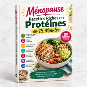 livre recettes menopause, cuisine menopause, regime proteine femme 50 ans, recettes rapides 15 minutes, perte de poids menopause, repas express equilibre, alimentation premenopause, conserver masse musculaire senior, reequilibrage alimentaire femme, plats minceur express